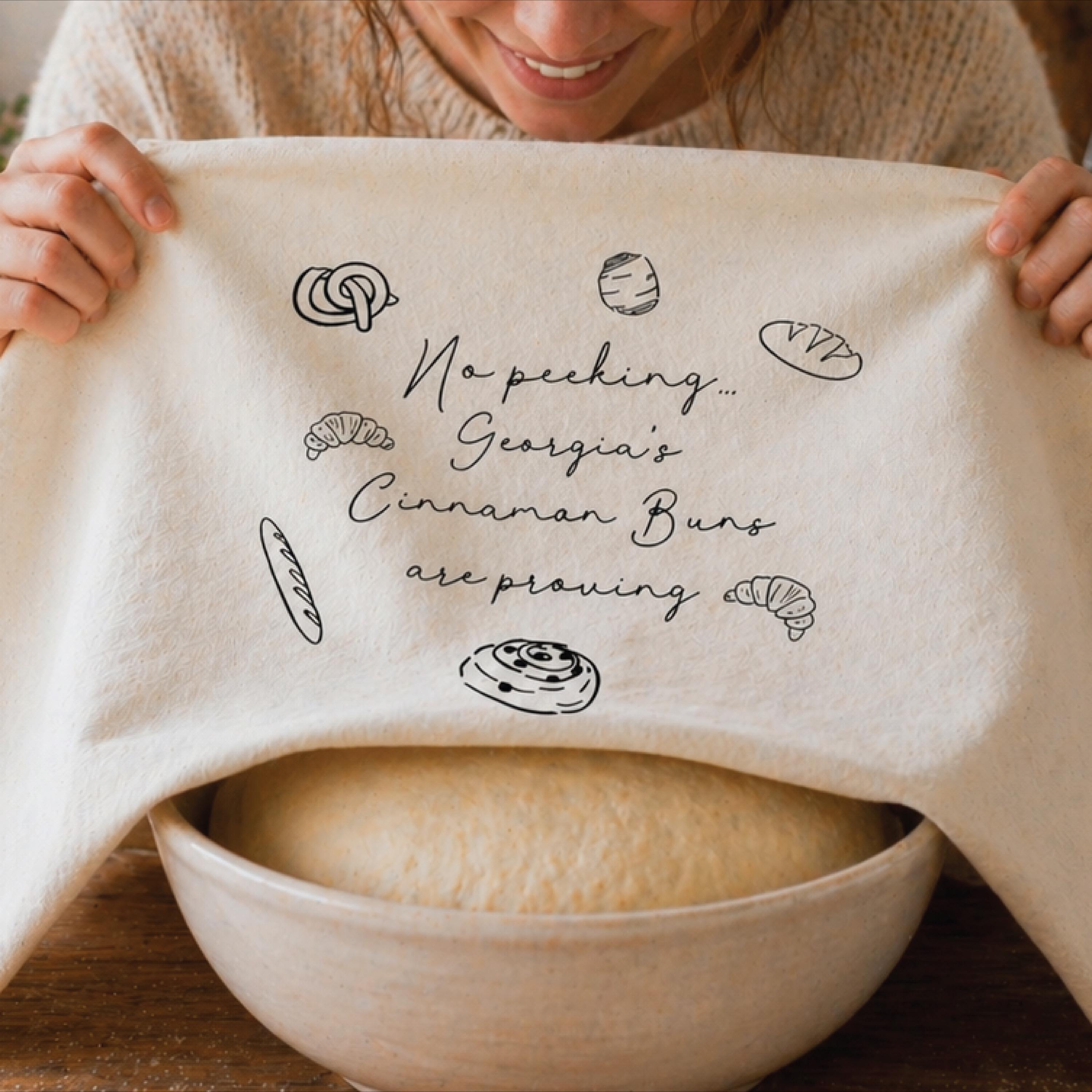 Personalised No Peeking Daddy's Sourdough Tea Towel