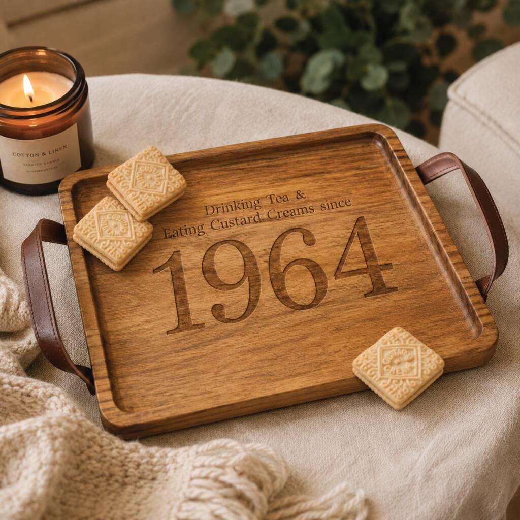 Personalised Year Of Birth Acacia Tray