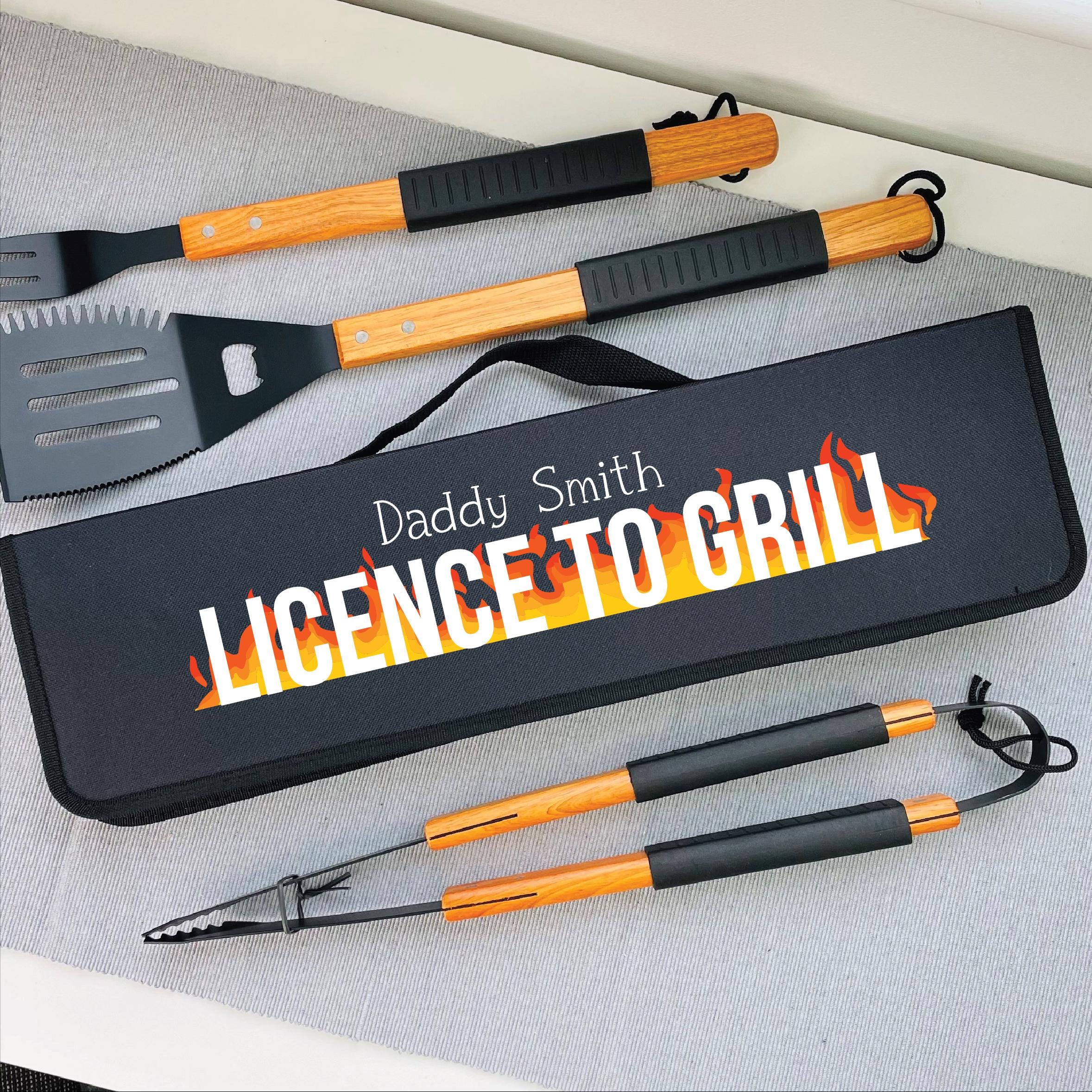 Personalised Licence To Grill Barbecue Tool Set