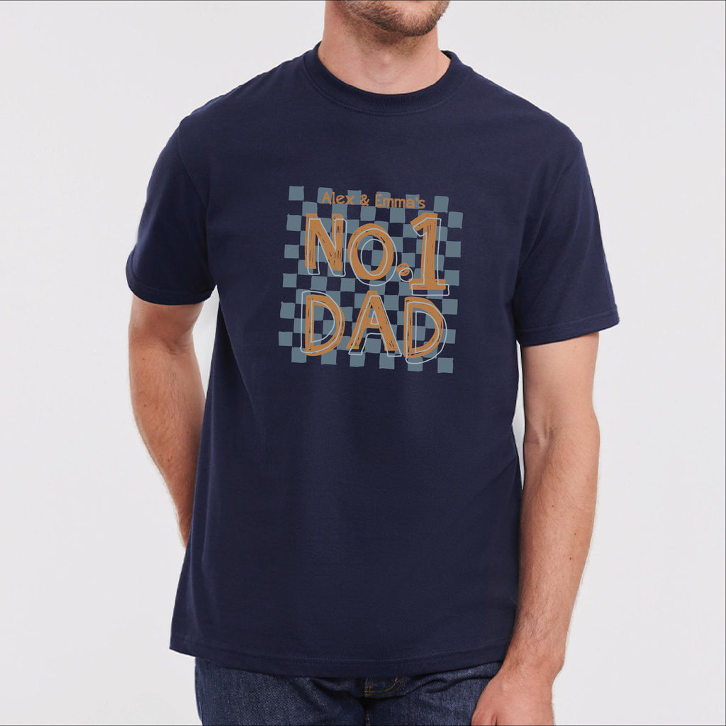 Personalised Checkerboard No.One Dad T Shirt