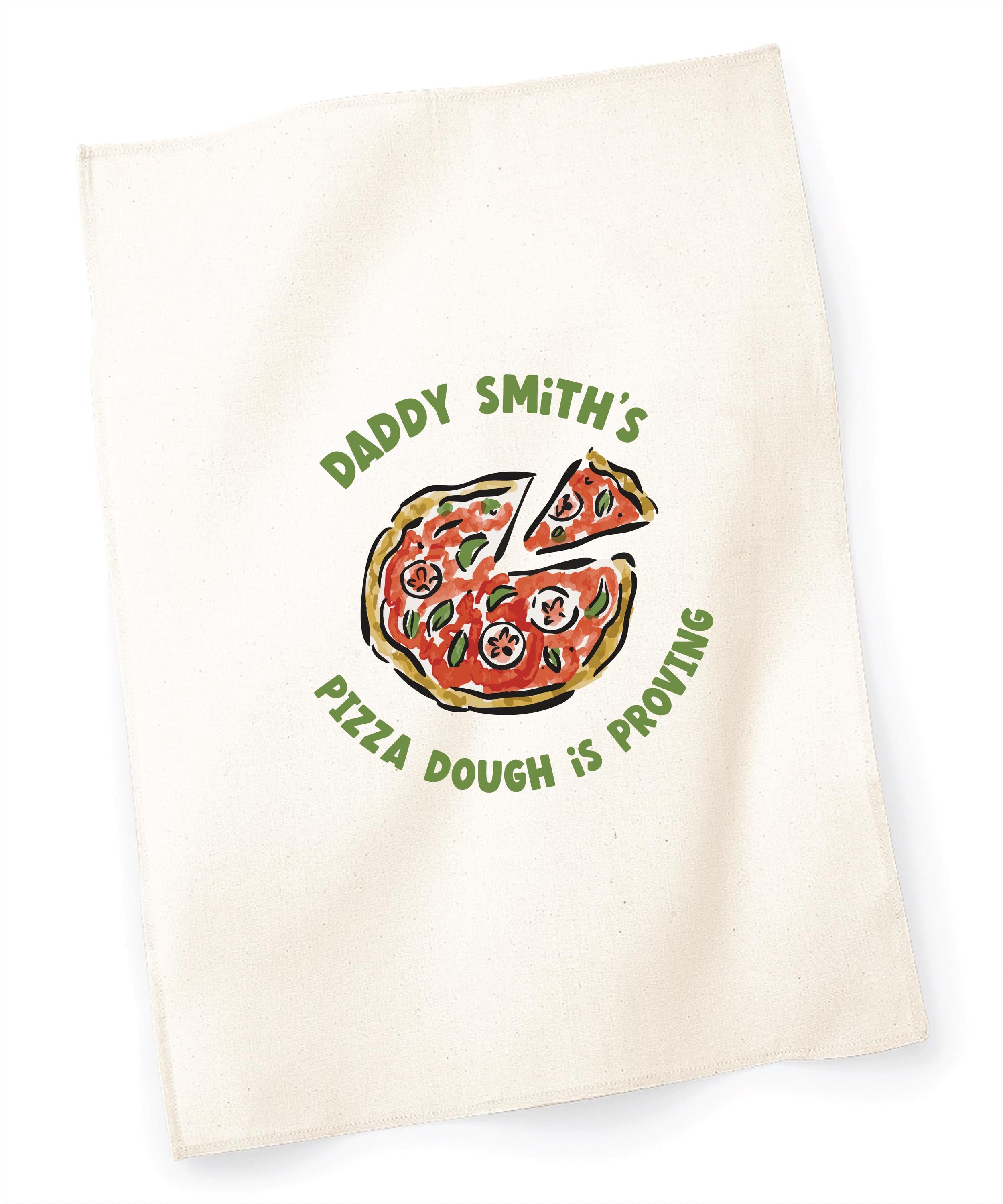 Personalised Pizza Dough Proving Tea Towel
