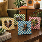 Heart Shaped Checkerboard Personalised Father's Day Photo Frame