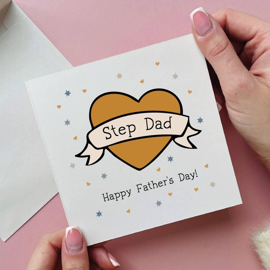 Personalised Tattoo Heart Step Dad Father's Day Card