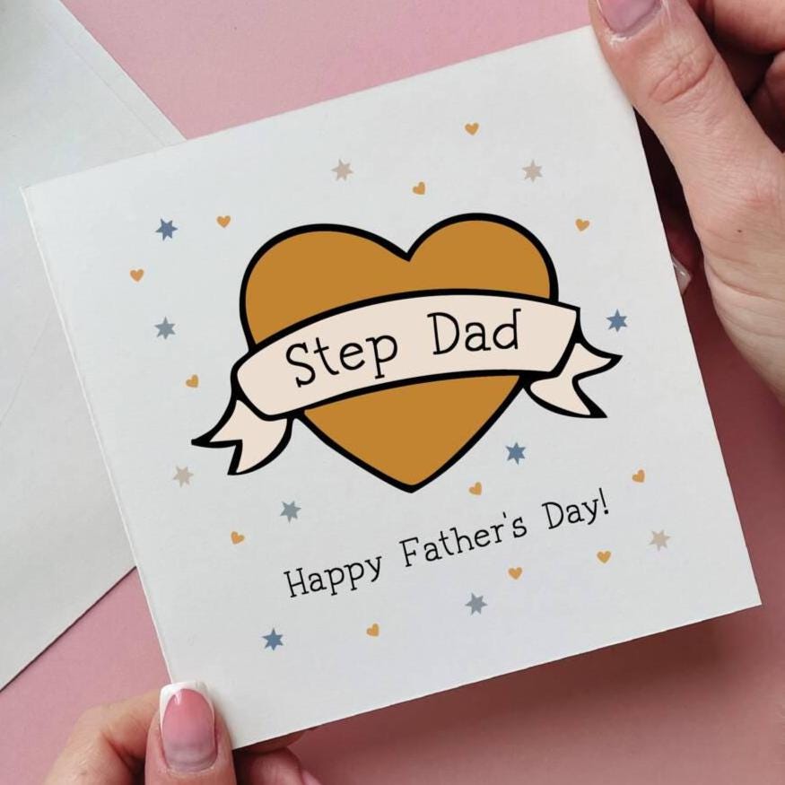 Personalised Tattoo Heart Step Dad Father's Day Card