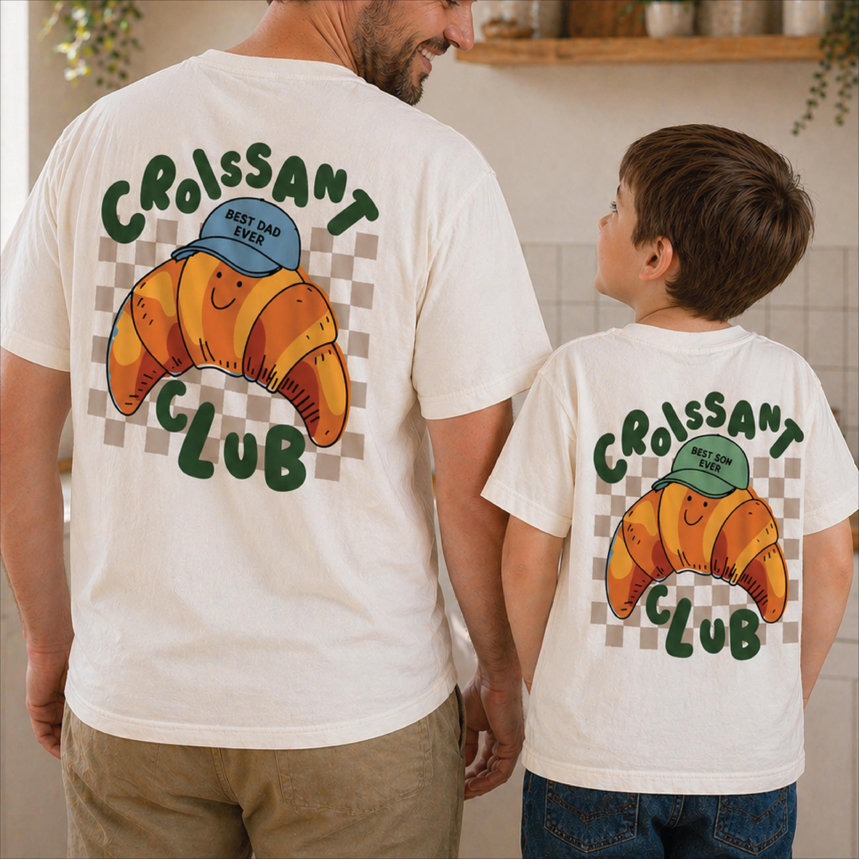 Personalised Daddy And Me Croissant Club T Shirts