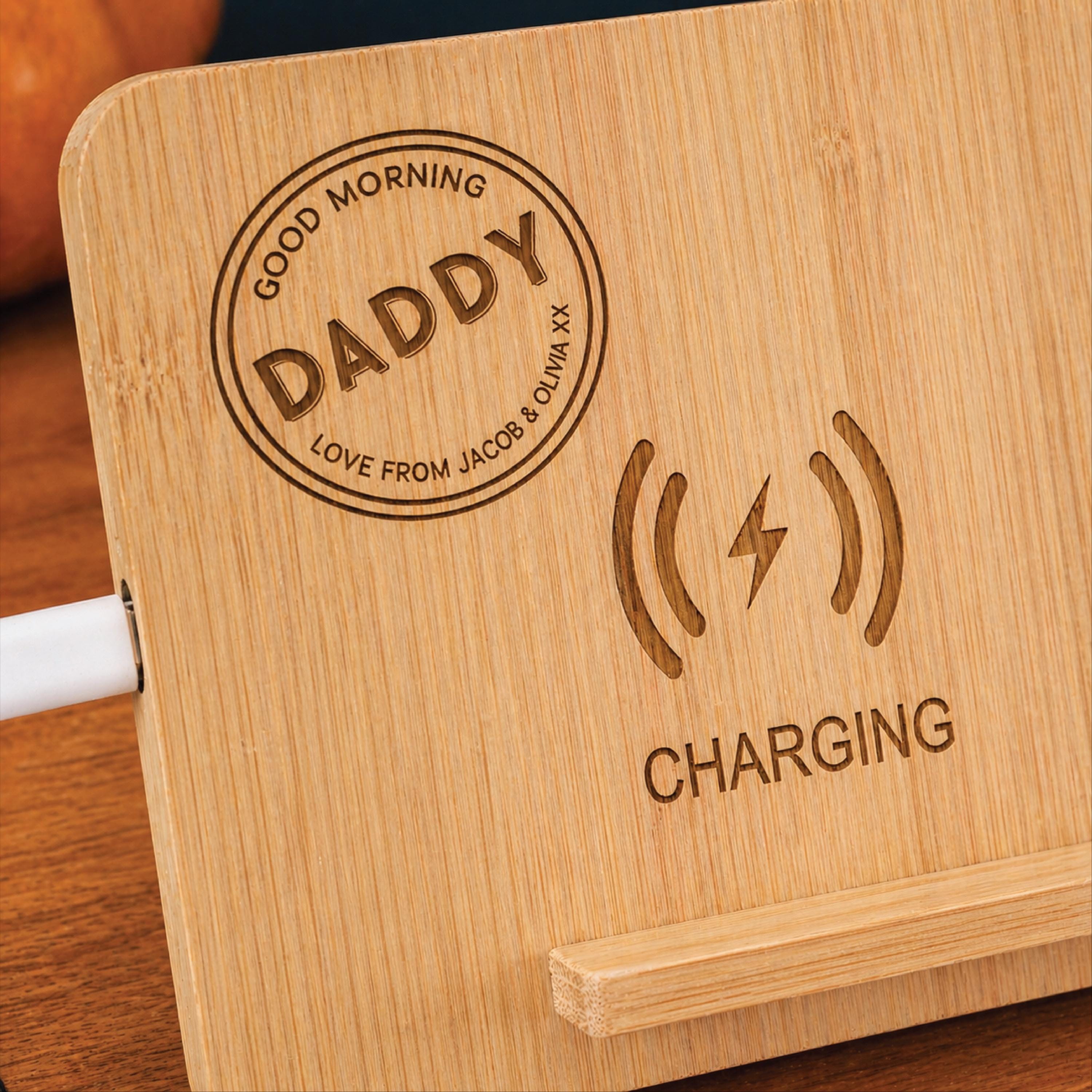 Personalised Good Morning Phone Charging Stand