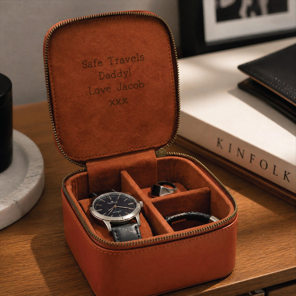 Personalised Men's Travel Watch And Jewellery Case.