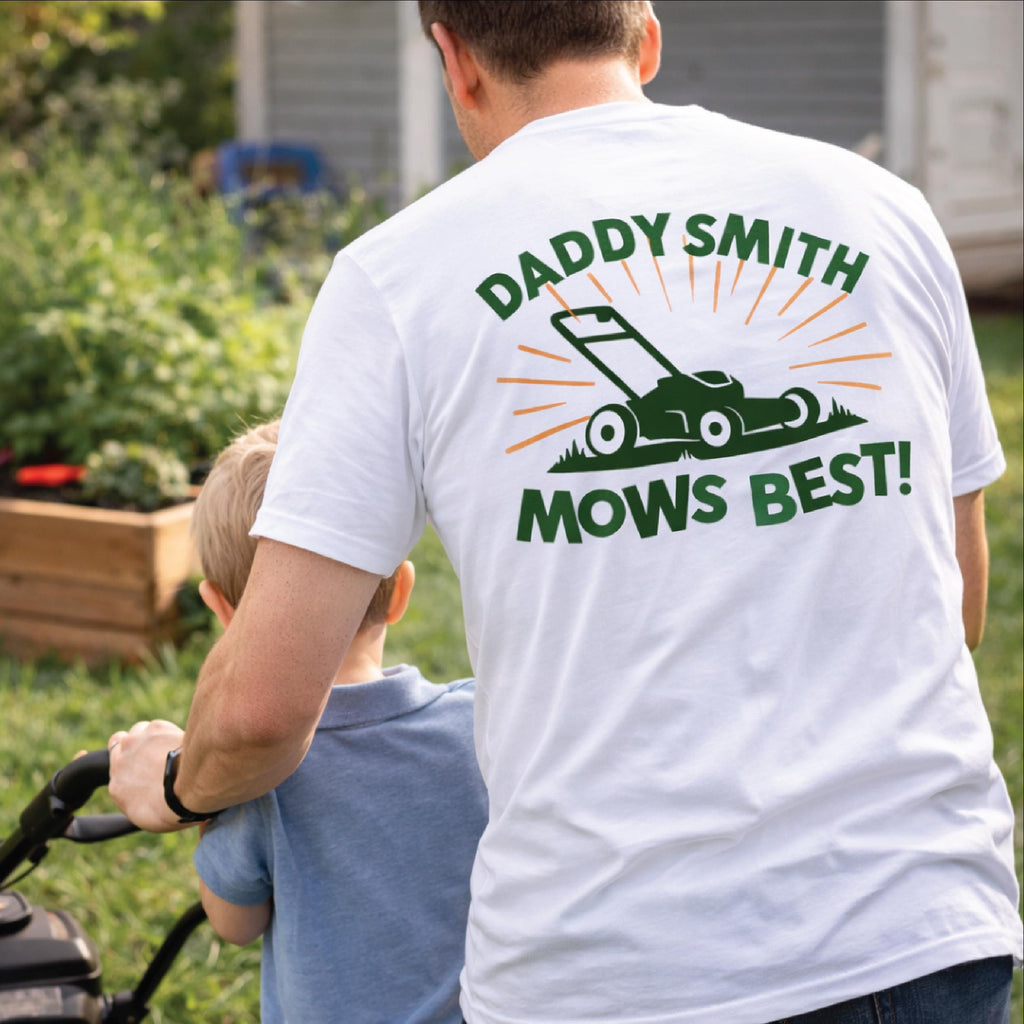 Personalised Daddy Mows Best T Shirt