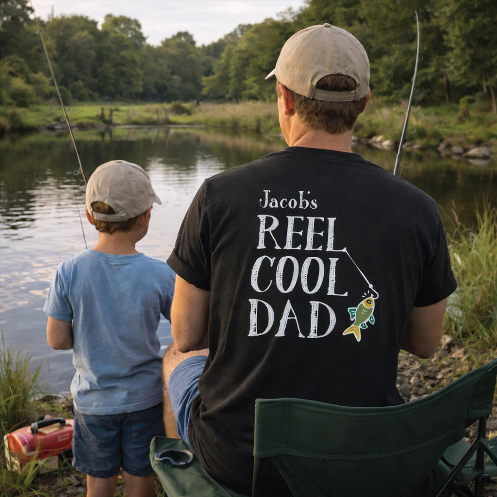Personalised Reel Cool Dad Fishing T Shirt