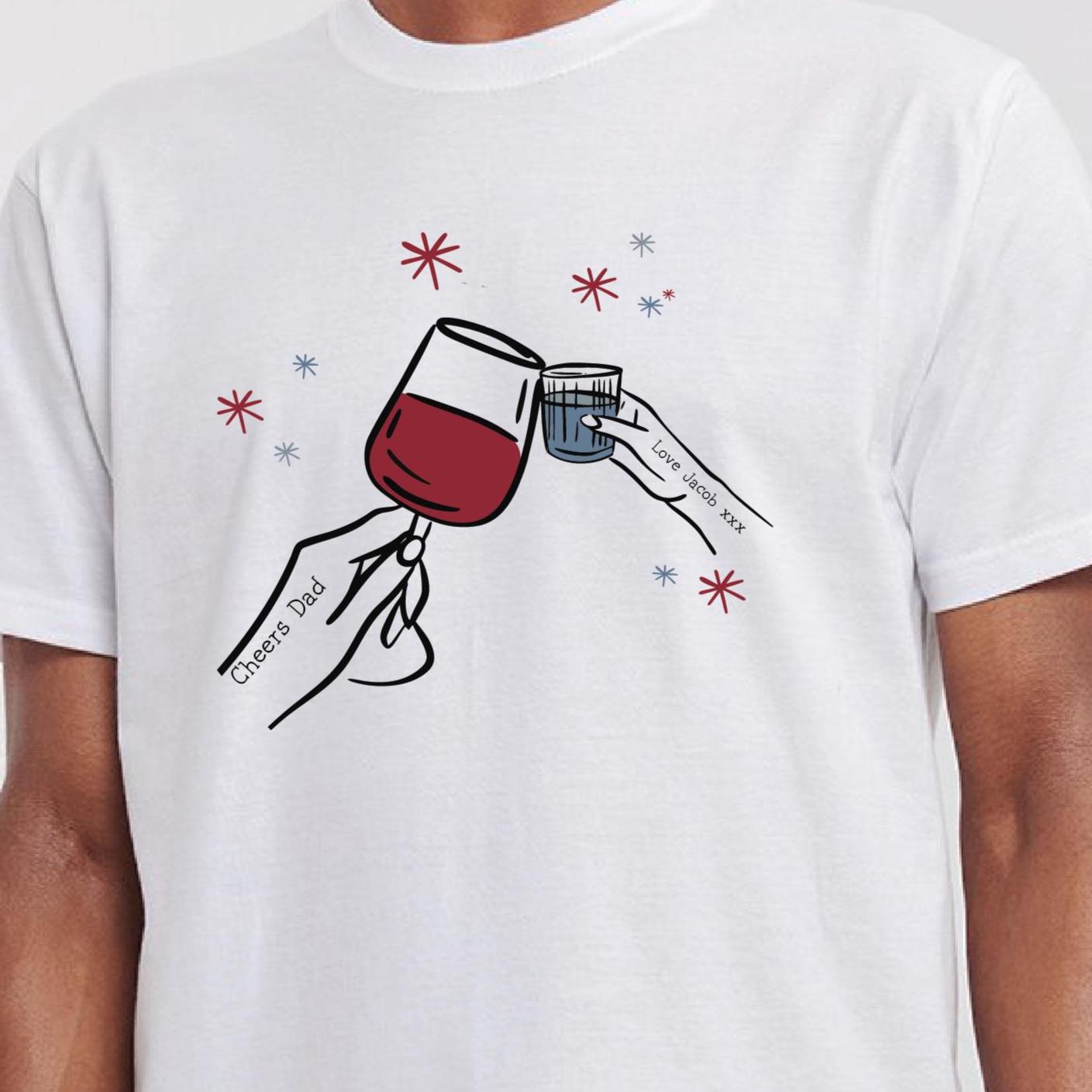 Personalised Cheers Dad Red Wine T Shirt