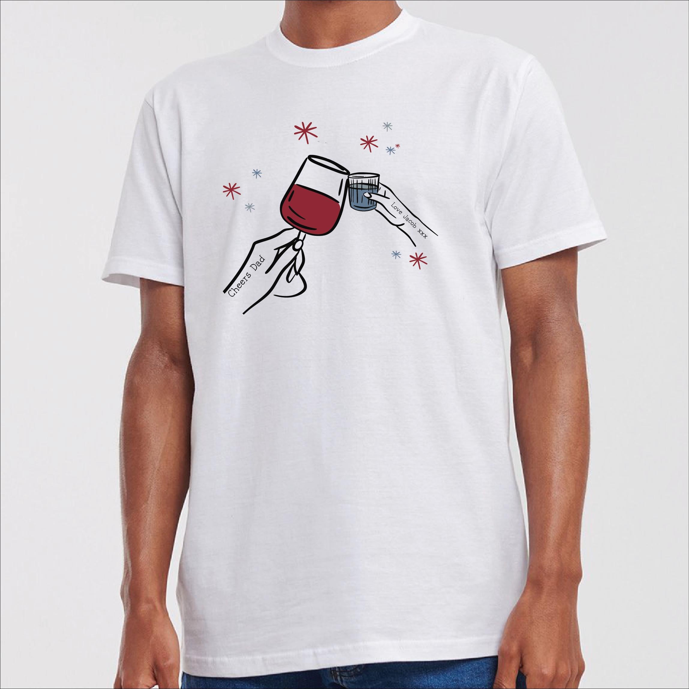 Personalised Cheers Dad Red Wine T Shirt