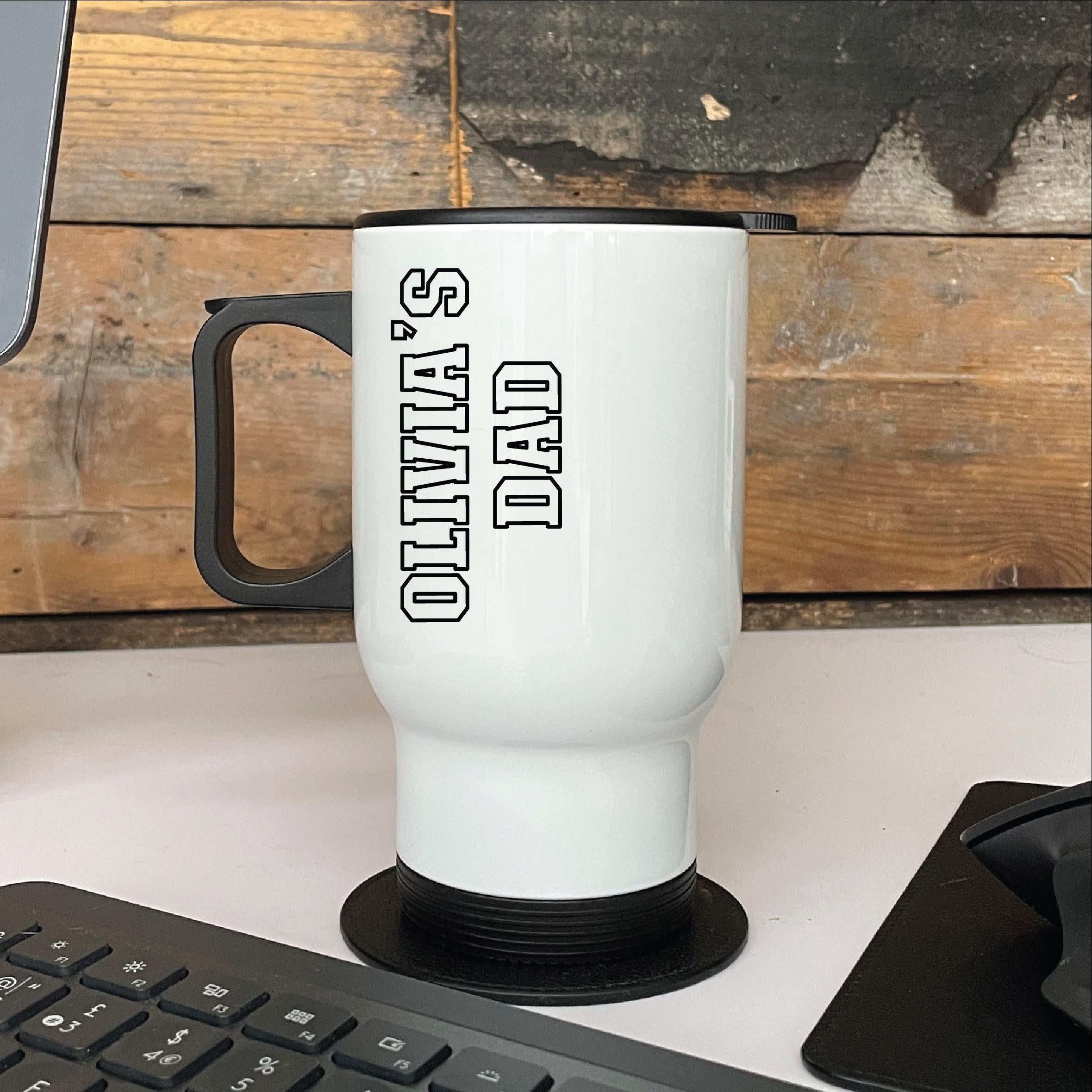 Personalised Varsity Style Dad Travel Mug