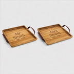 Matching Mr And Mrs Personalised Acacia Trays