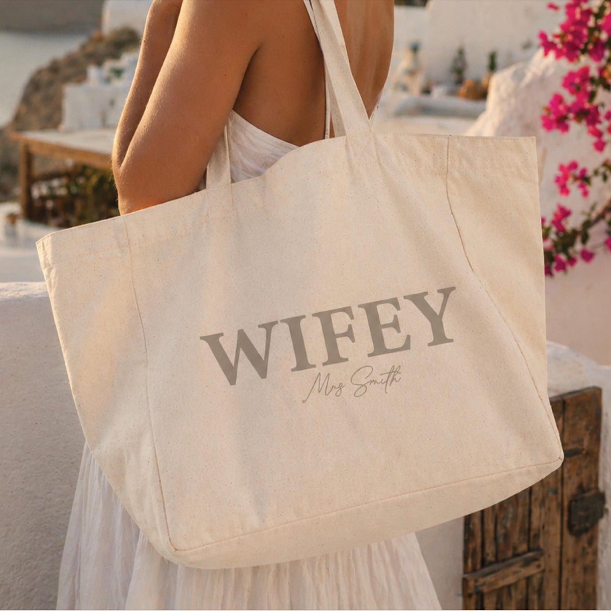 Wifey Personalised Oversized Bridal Tote Beach Bag
