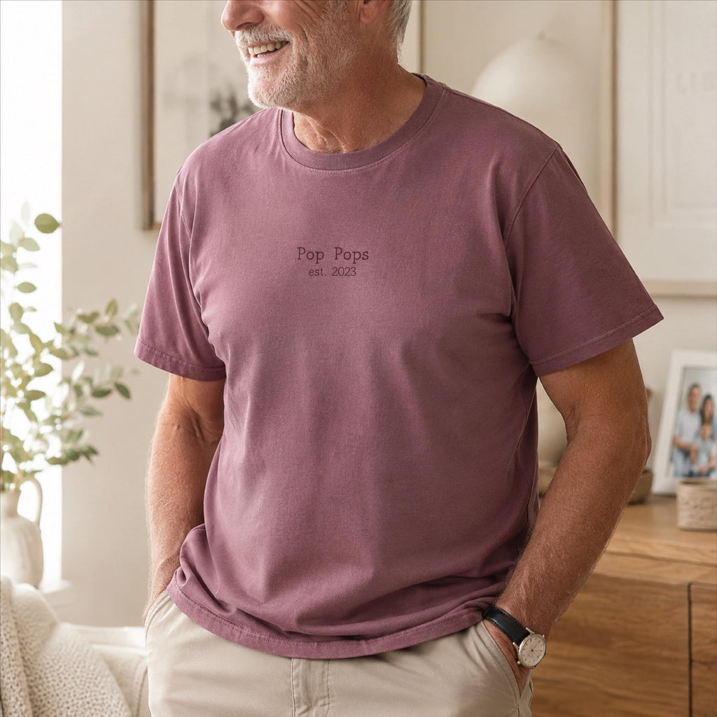 Embroidered Grandad Est T Shirt