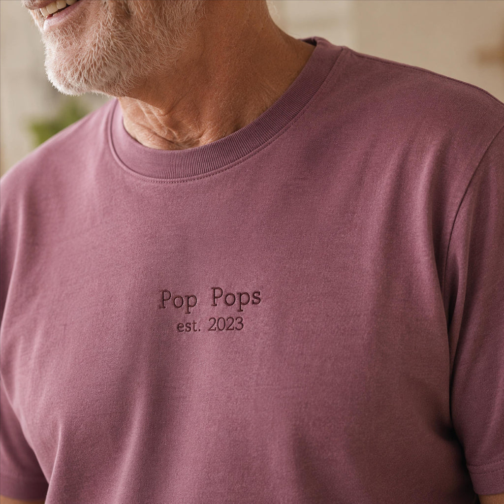 Embroidered Grandad Est T Shirt