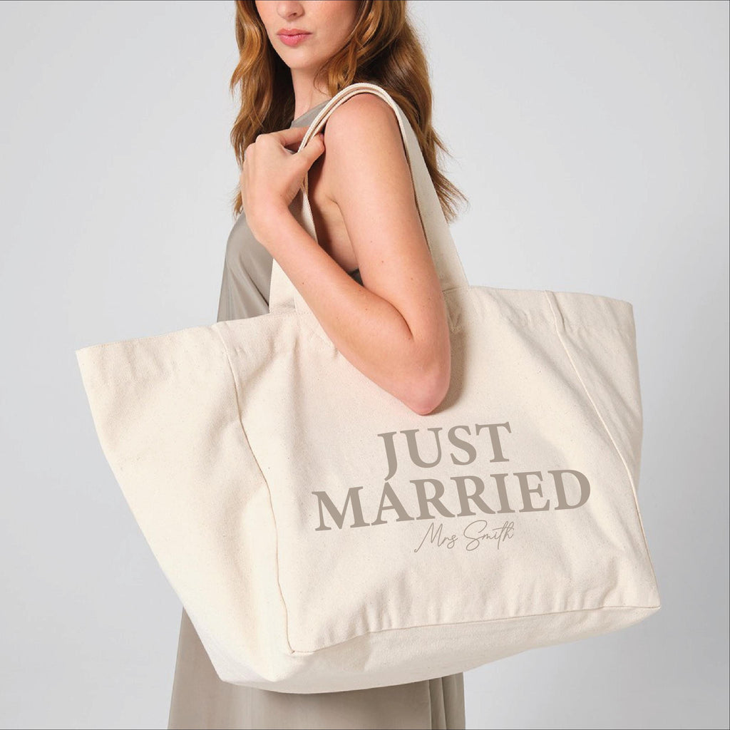 Just Married Personalised Oversized Bride Beach Bag