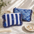 Personalised Blue Seashell And Stripe Quilted Washbag