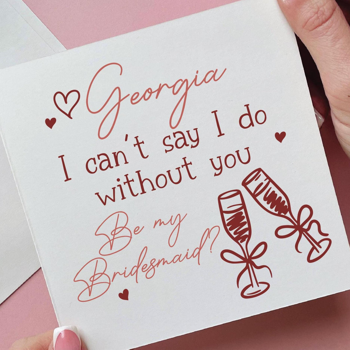 Champagne And Bow I Can't Say I Do Without You Bridesmaid Card