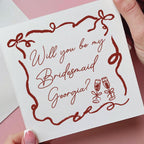Personalised Will You Be My Bridesmaid Bow Card