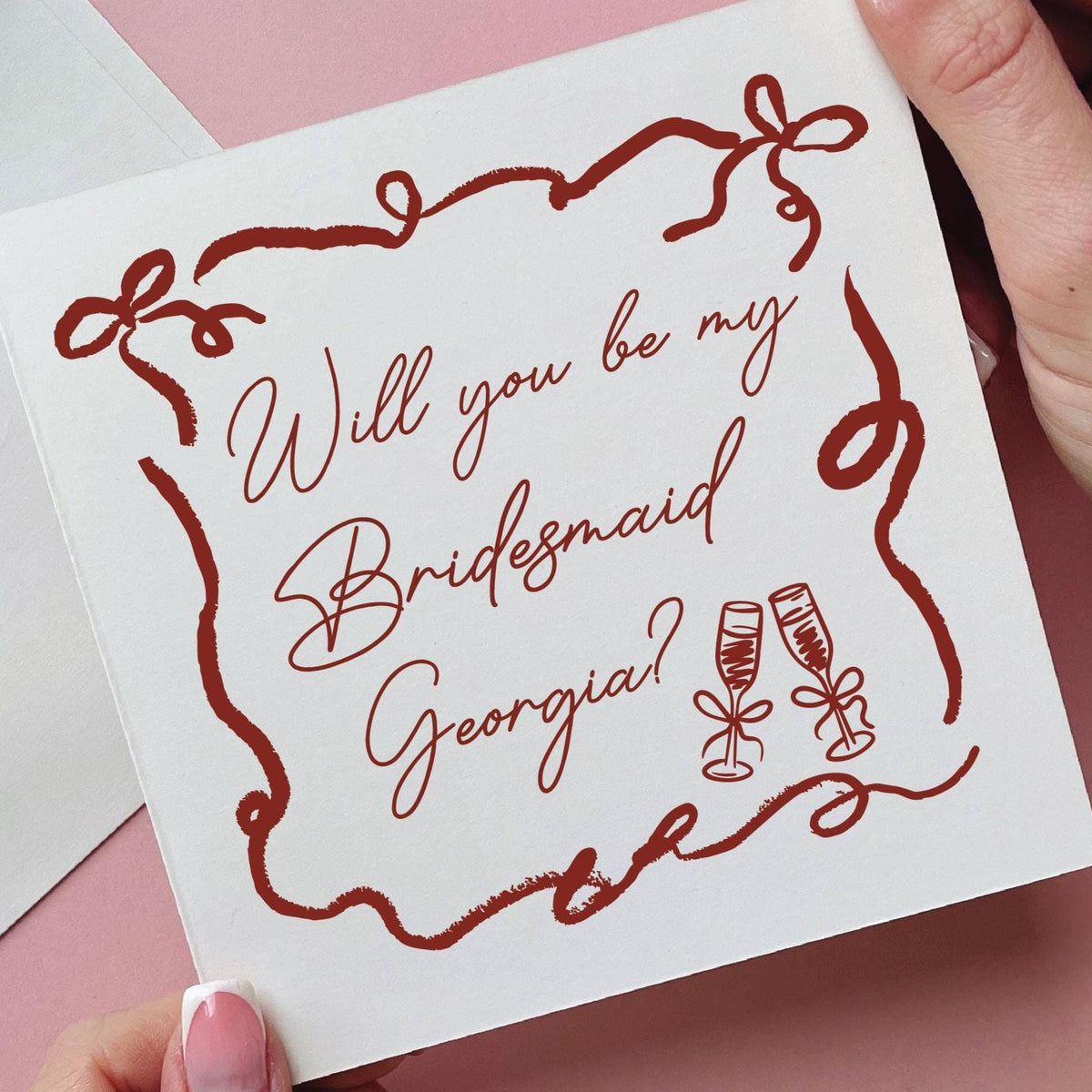 Personalised Will You Be My Bridesmaid Bow Card