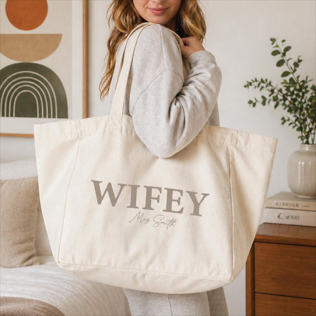 Wifey Personalised Oversized Bridal Tote Beach Bag