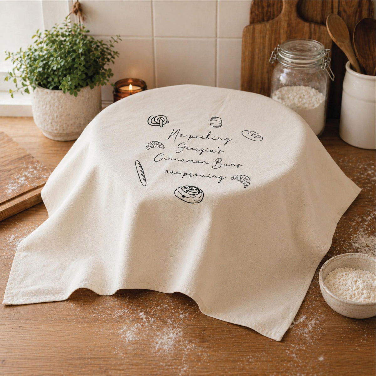 Personalised No Peeking Baking Tea Towel