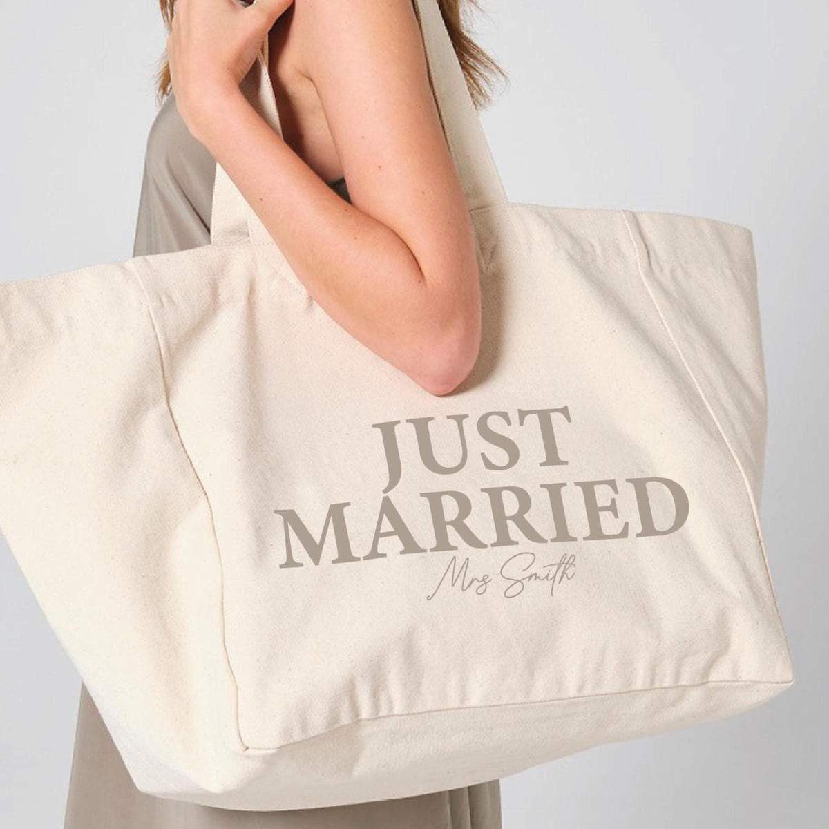 Just Married Personalised Oversized Bride Beach Bag