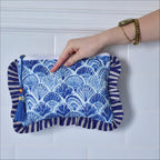 Personalised Blue Seashell And Stripe Quilted Washbag