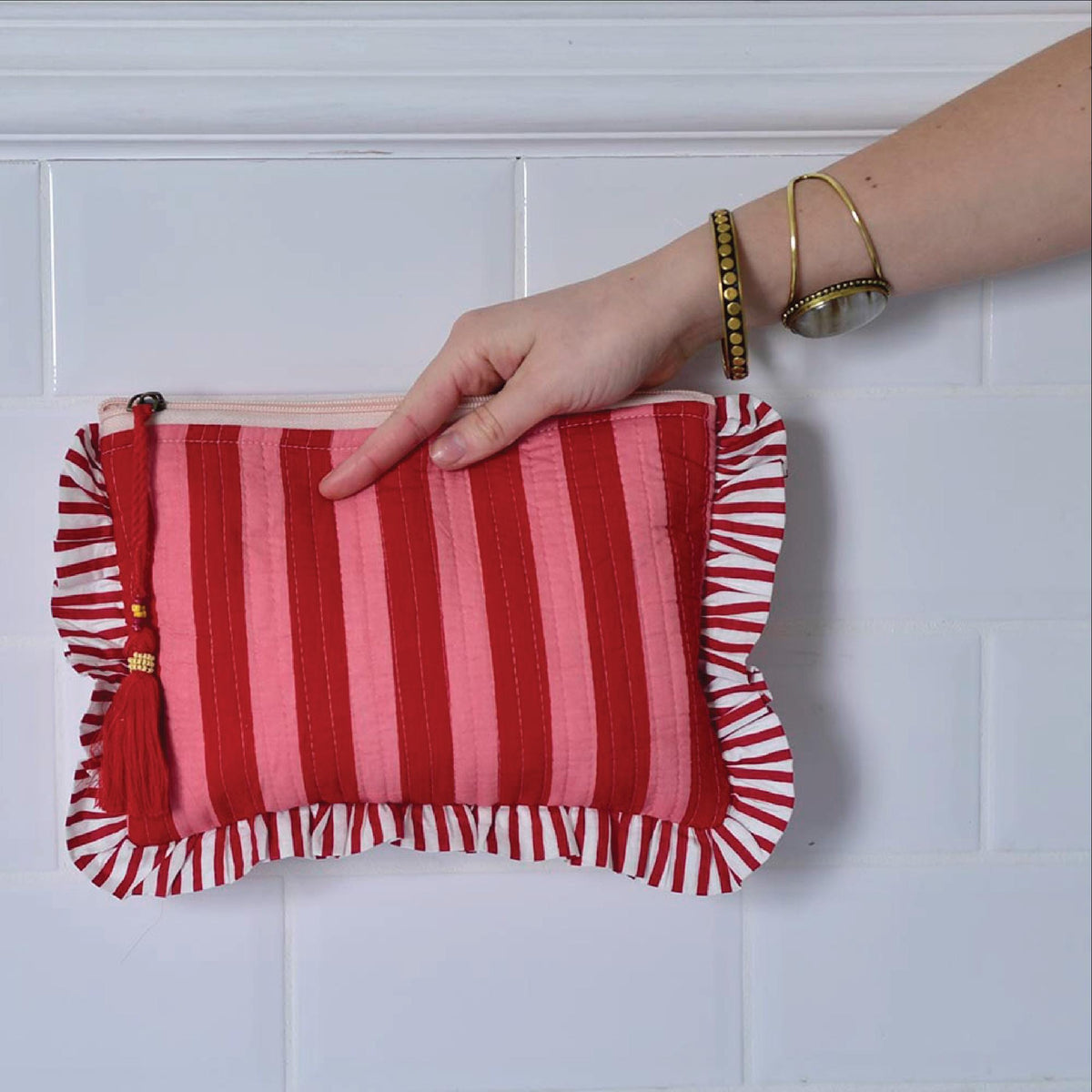 Personalised Lobster And Stripe Quilted Washbag
