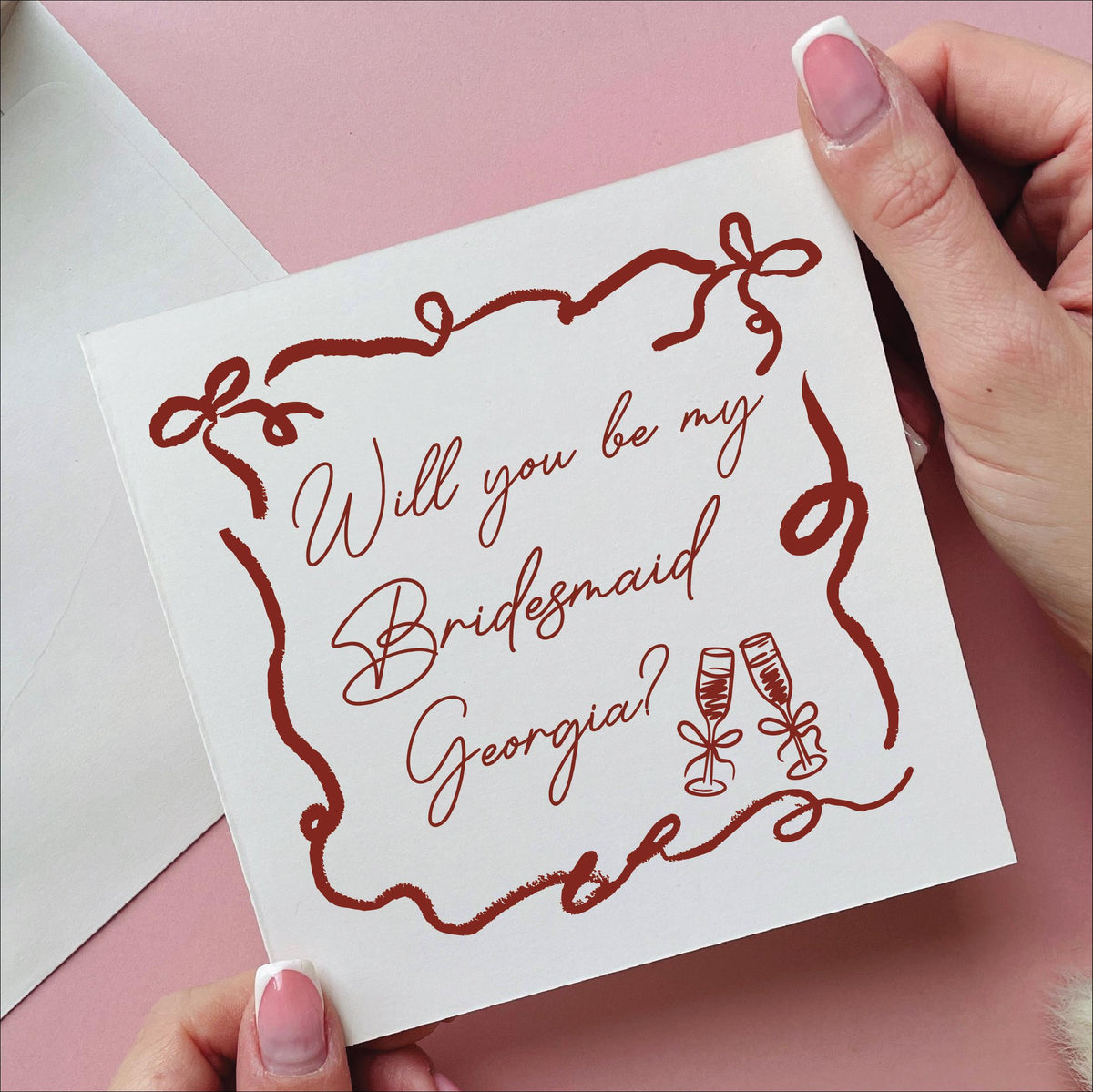Personalised Will You Be My Bridesmaid Bow Card