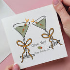 Personalised Olive You Martini Bow Card
