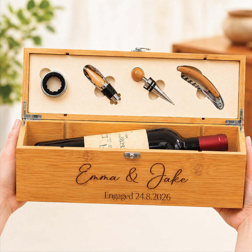 Personalised Couple's Name's Engaged Wine Bottle Gift Set