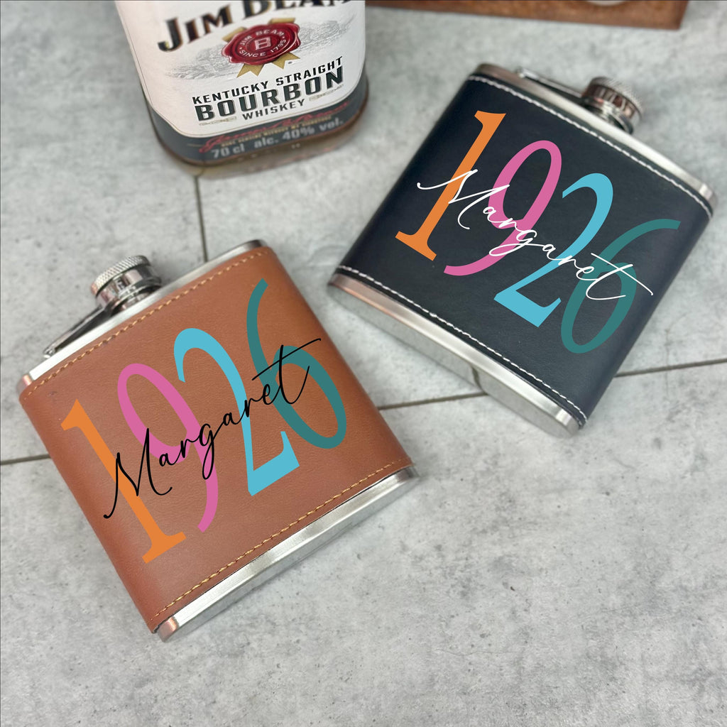 Personalised Birth Year 100th Birthday Hip Flask