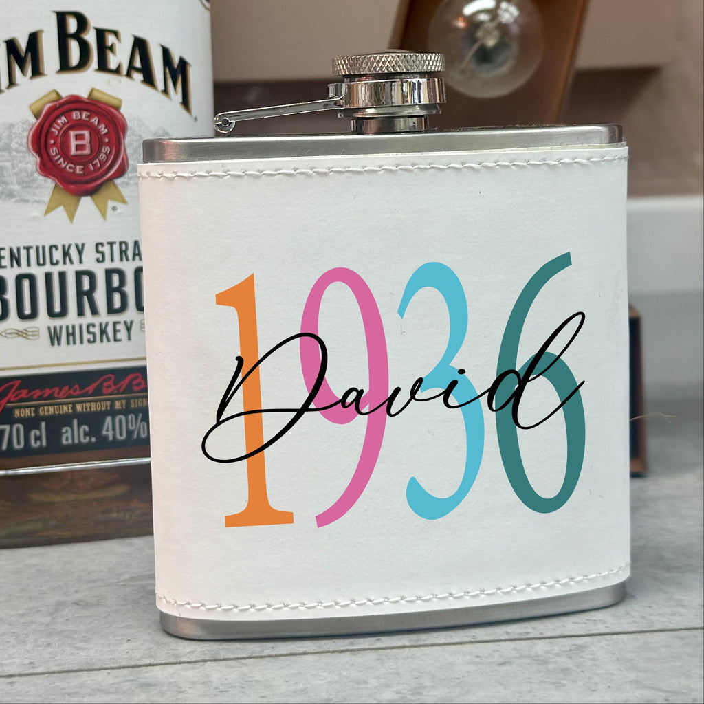 Personalised Birth Year 90th Birthday Hip Flask
