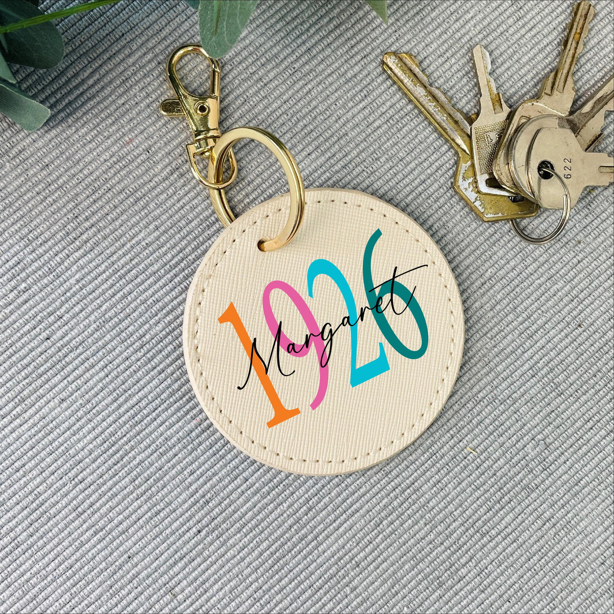 Personalised 100th Birthday Birth Year Keyring