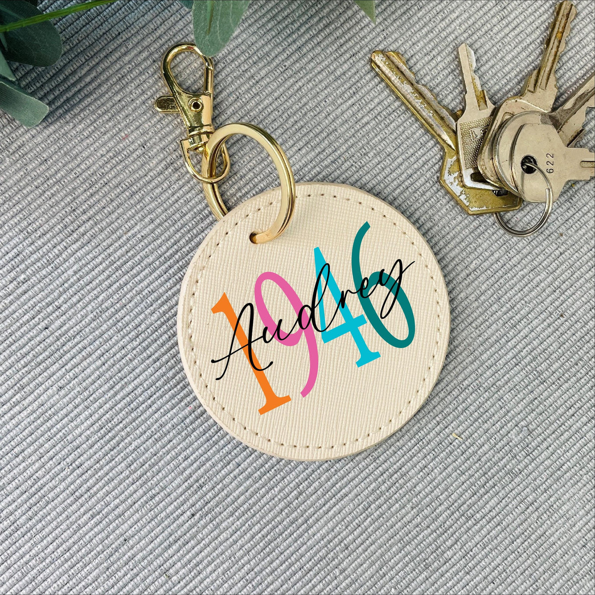 Personalised 80th Birthday Birth Year Keyring