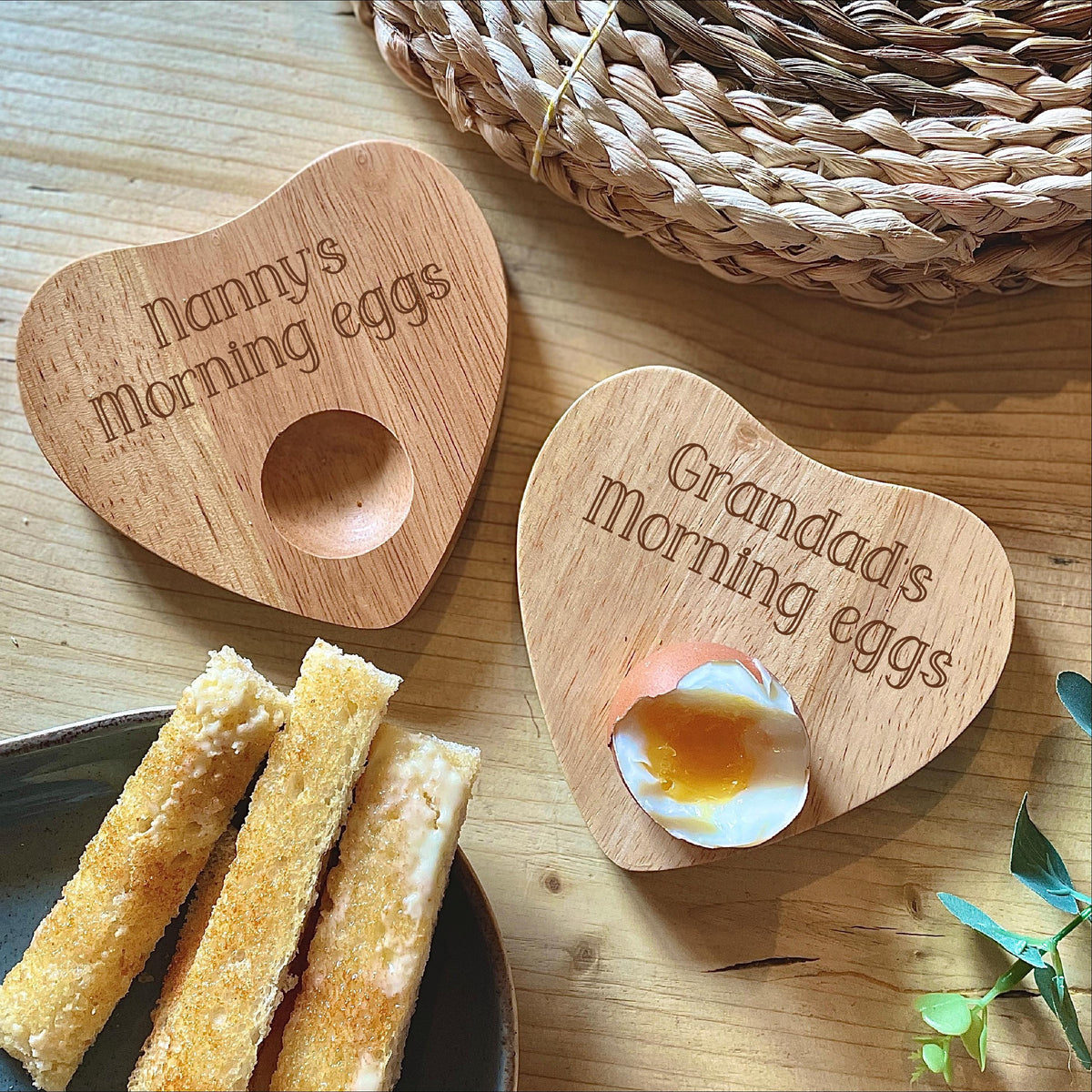 Set Of Two Grandparent Heart Shaped Egg Cups