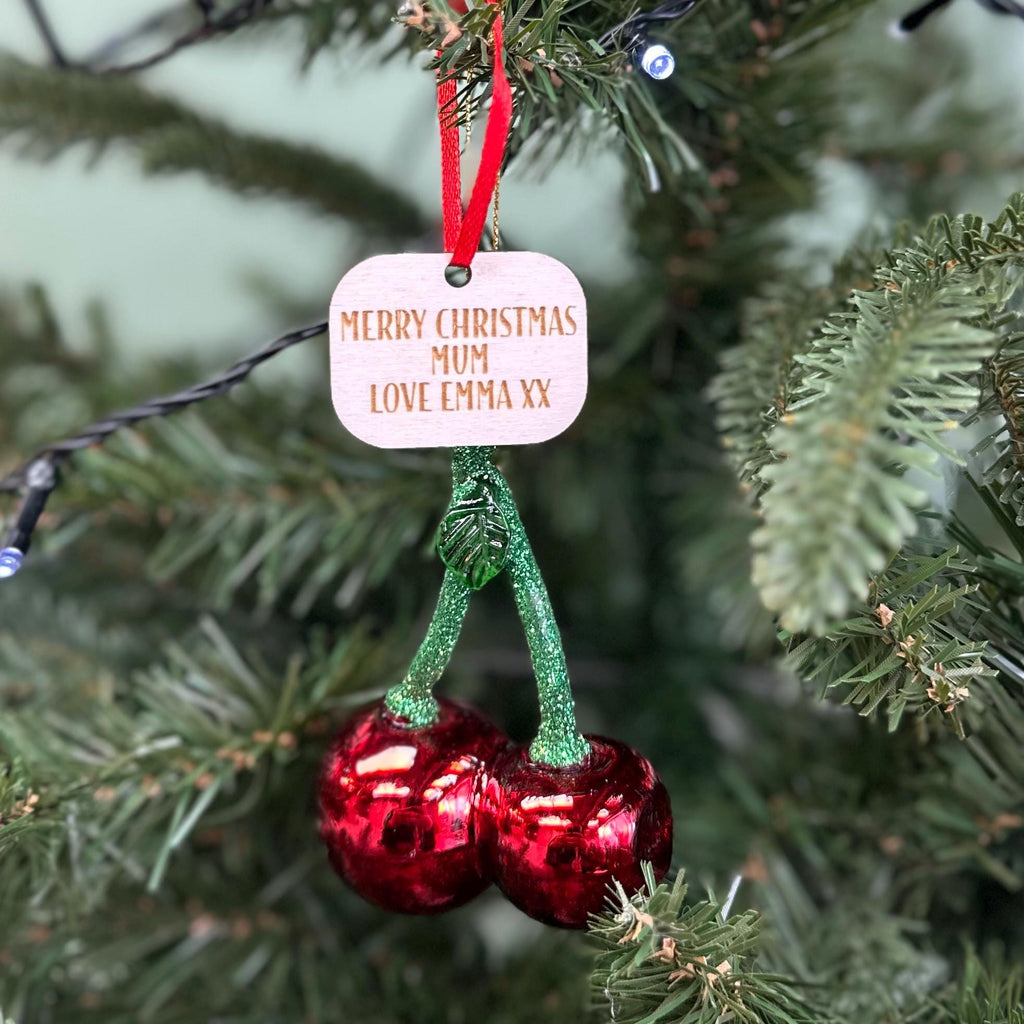 Personalised Glass Cherry Shaped Bauble