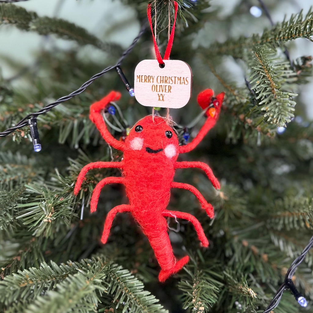Personalised Lobster With Christmas Lights Bauble