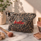 Personalised Embroidered Leopard Make Up Bag