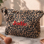 Personalised Embroidered Leopard Make Up Bag