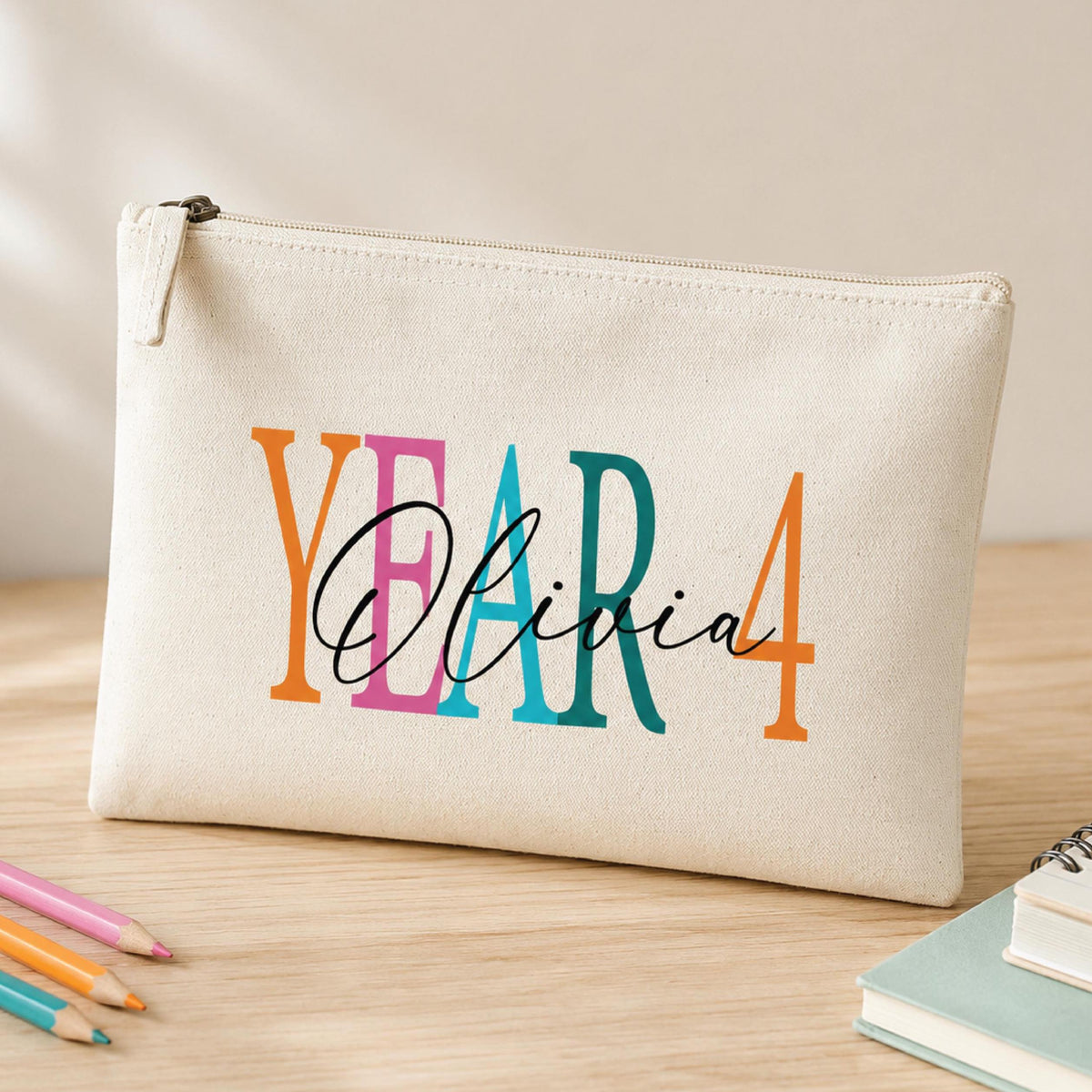 Personalised Colourful School Year Pencil Case