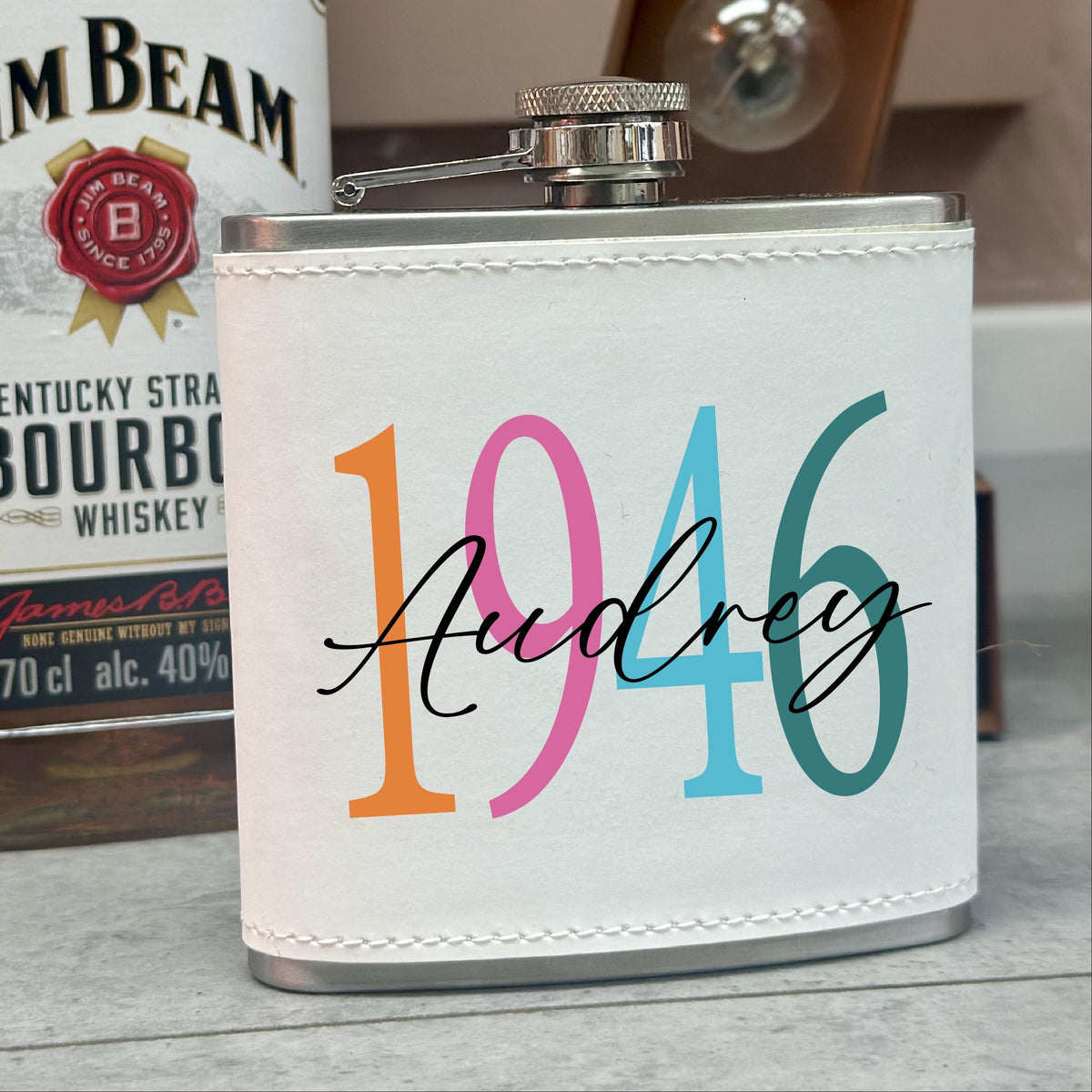 Personalised Birth Year 80th Birthday Hip Flask