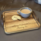 Personalised Grandparents Morning Tea Tray With Leather Handles