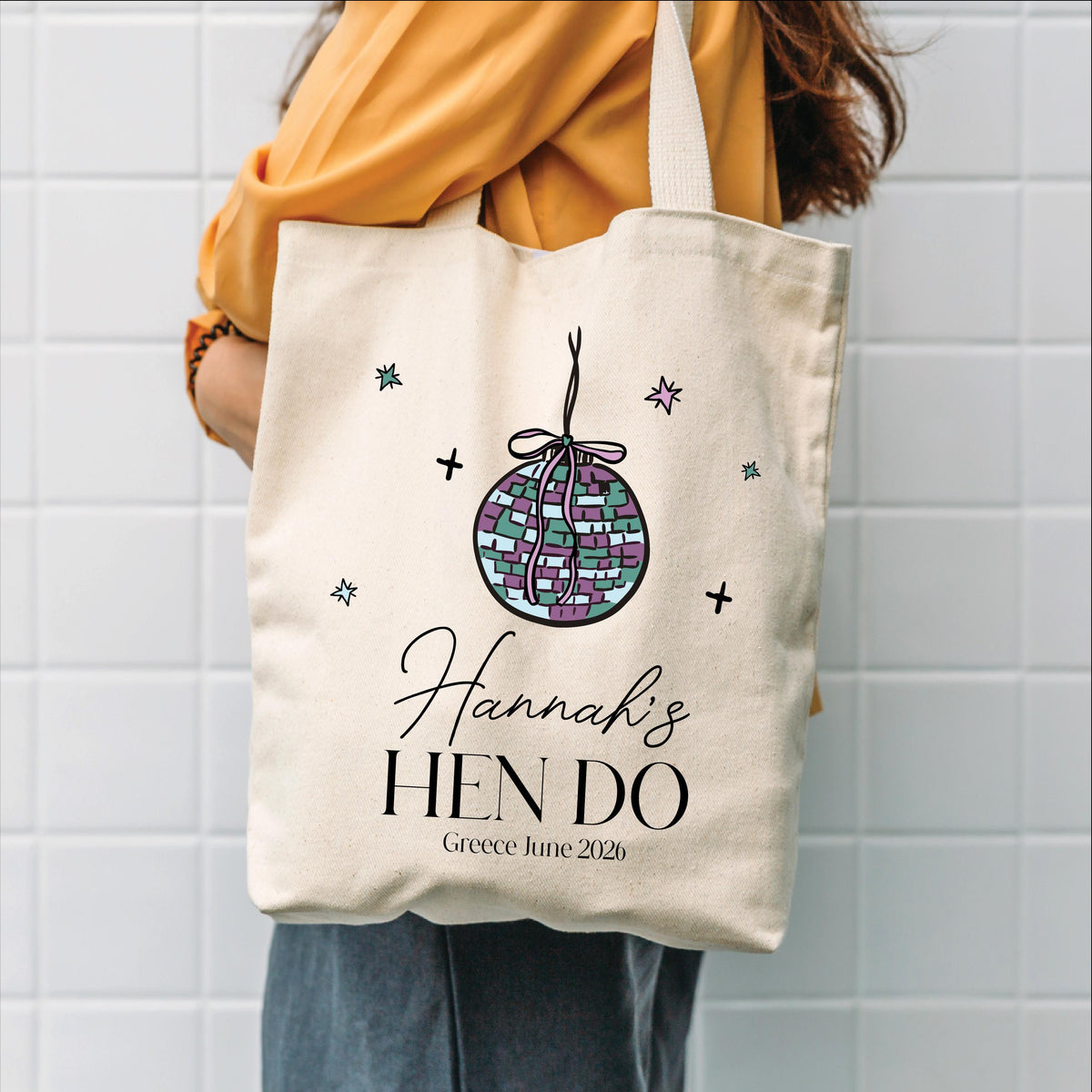 Personalised Disco Ball Hen Do Tote Bag