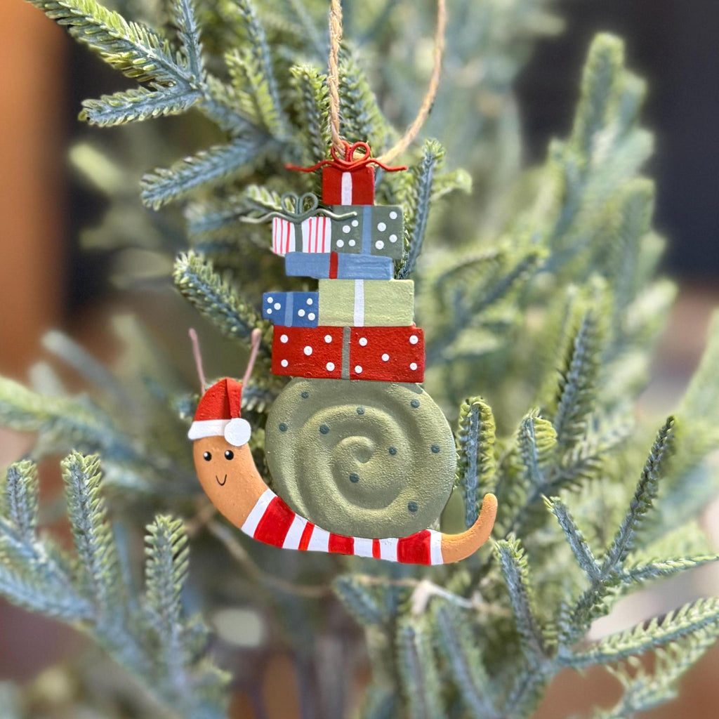 Personalised Snail With Presents Bauble