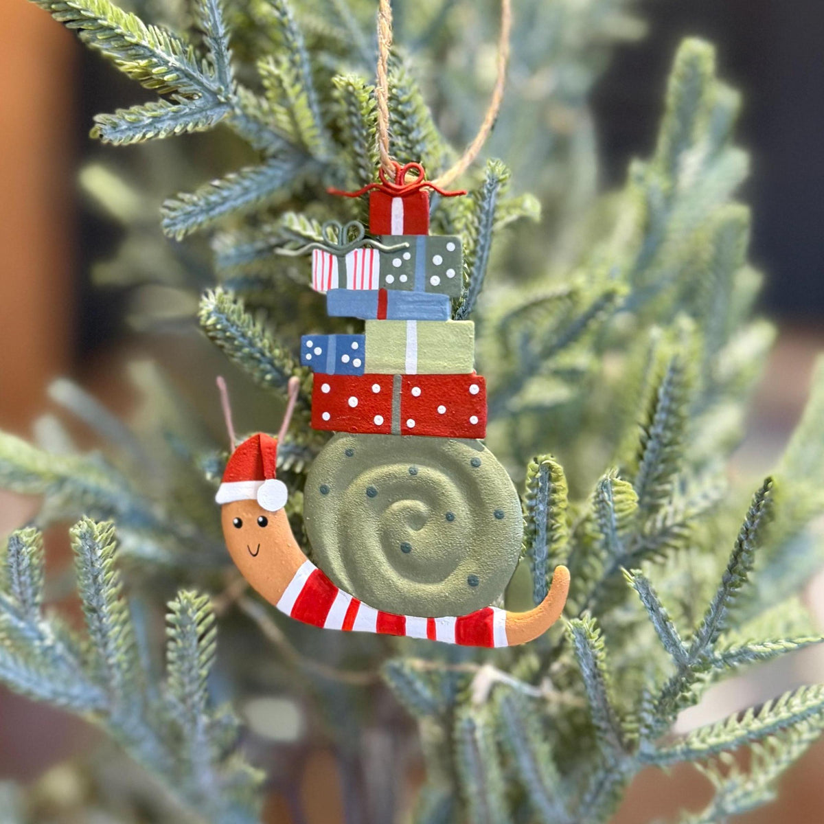 Personalised Snail With Presents Bauble