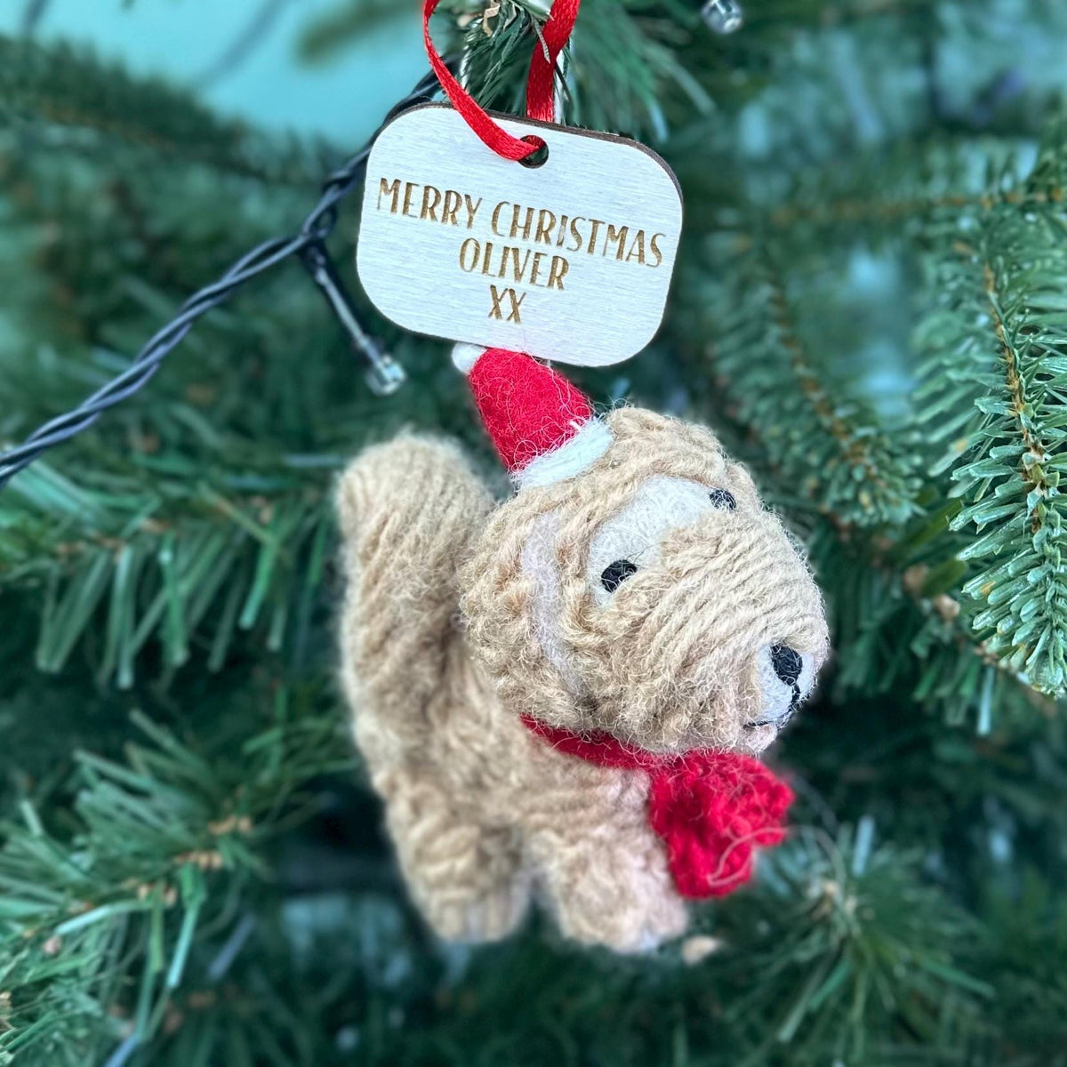 Personalised Cockapoo With Santa Hat Bauble