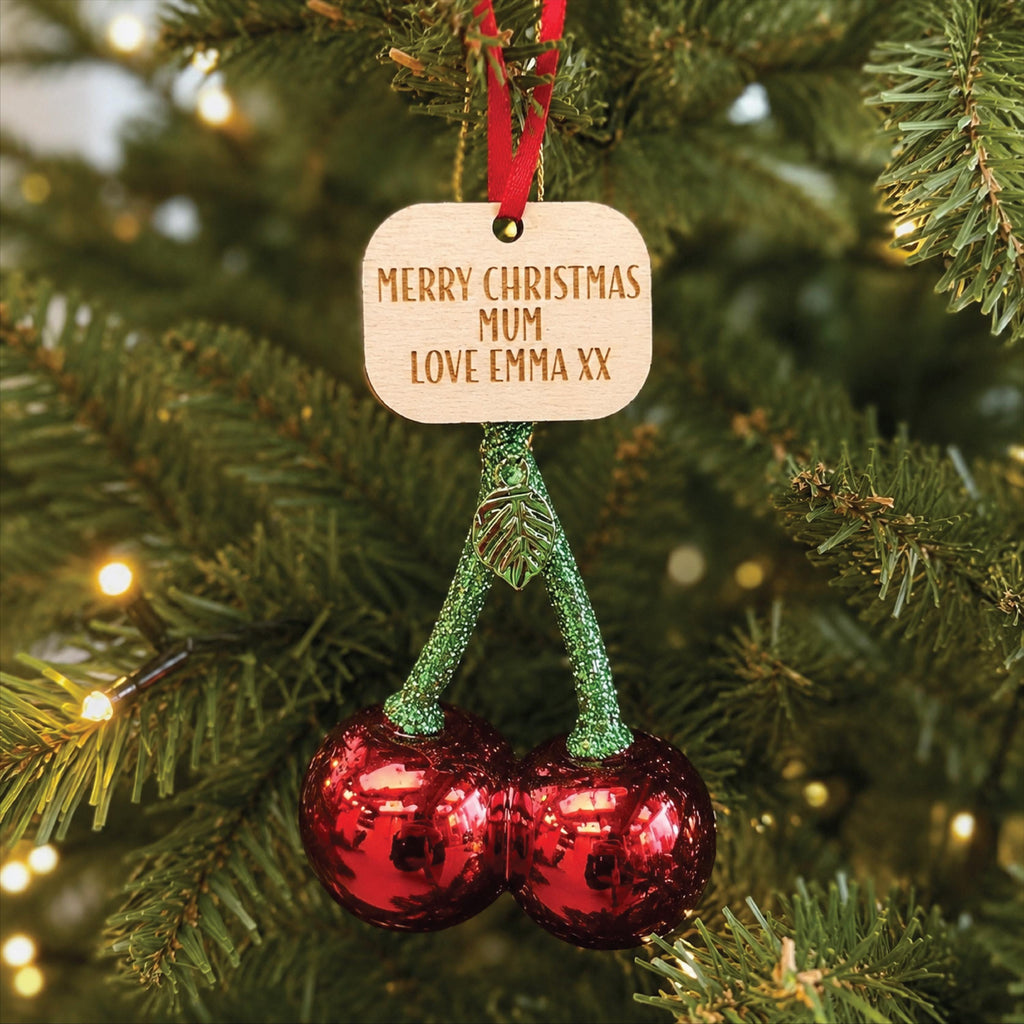Personalised Glass Cherry Shaped Bauble